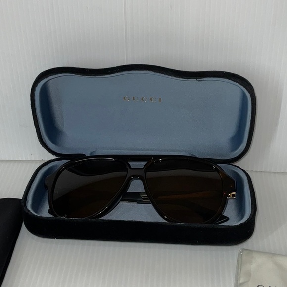 Gucci aviator unisex tortoise sunglasses gg0688s 002 polarized lenses - Picture 2 of 9